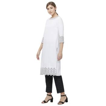 White embroidered viscose kurtas-and-kurtis 2