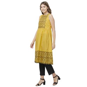 Mustard embroidered cotton kurtas-and-kurtis 2