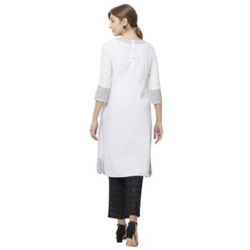 White embroidered viscose kurtas-and-kurtis 3