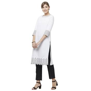 White embroidered viscose kurtas-and-kurtis 4