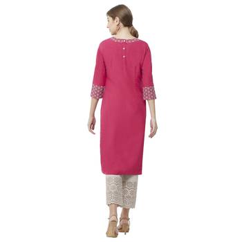 Pink embroidered viscose kurtas-and-kurtis 3