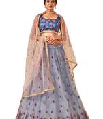 Grey Plain
 Jacquard Unstitched Lehenga