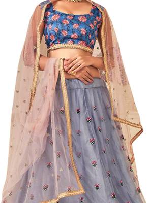 Grey Plain
 Jacquard Unstitched Lehenga 2