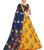 Yellow Plain
 Net Unstitched Lehenga