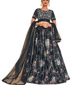 Black Plain
 Satin Unstitched Lehenga
