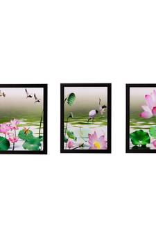 Set of 3 Floral Matt Textured UV Art Painting
