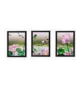 Set of 3 Floral Matt Textured UV Art Painting