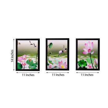 Set of 3 Floral Matt Textured UV Art Painting 2