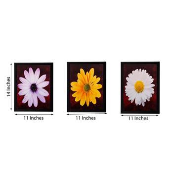 Set of 3 Floral Matt Textured UV Art Painting 2
