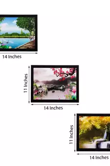 Set of 3 Scenary View Matt Textured UV Art Painting