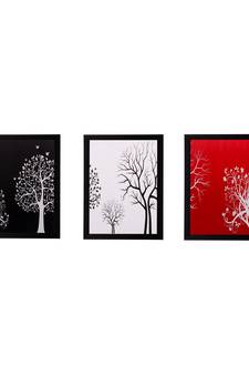 Set of 3 Abstract Tree Matt Textured UV Art Painting