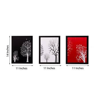 Set of 3 Abstract Tree Matt Textured UV Art Painting 2