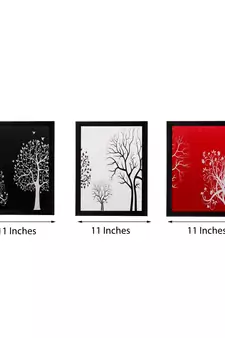 Set of 3 Abstract Tree Matt Textured UV Art Painting