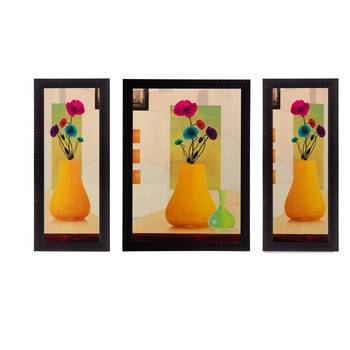 Set of 3 Floral Pot Matt Textured UV Art Painting 1