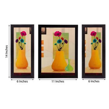 Set of 3 Floral Pot Matt Textured UV Art Painting 2