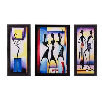 Set of 3 Dancing Girls Matt Textured UV Art Painting 1