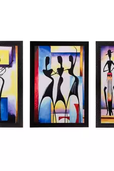 Set of 3 Dancing Girls Matt Textured UV Art Painting