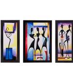 Set of 3 Dancing Girls Matt Textured UV Art Painting