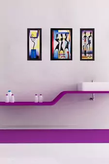 Set of 3 Dancing Girls Matt Textured UV Art Painting