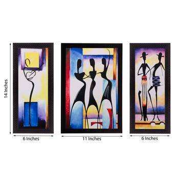 Set of 3 Dancing Girls Matt Textured UV Art Painting 3