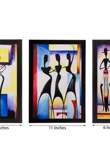 Set of 3 Dancing Girls Matt Textured UV Art Painting