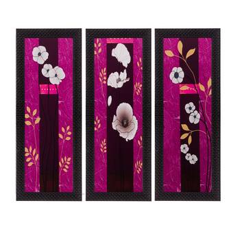 Set of 3 Floral Matt Textured UV Art Painting 1