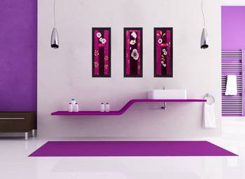Set of 3 Floral Matt Textured UV Art Painting 2