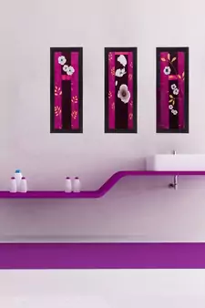 Set of 3 Floral Matt Textured UV Art Painting