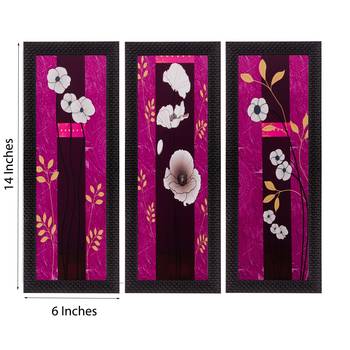 Set of 3 Floral Matt Textured UV Art Painting 3
