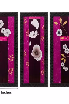 Set of 3 Floral Matt Textured UV Art Painting