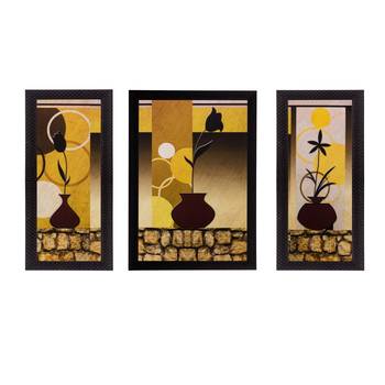 Set of 3 Floral Pot Matt Textured UV Art Painting 1