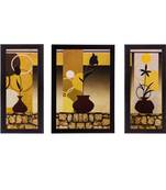 Set of 3 Floral Pot Matt Textured UV Art Painting