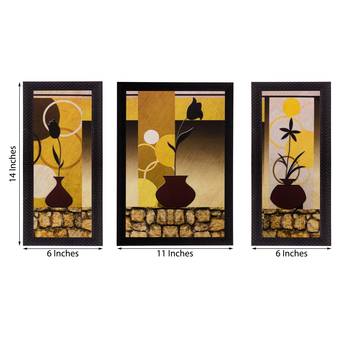 Set of 3 Floral Pot Matt Textured UV Art Painting 3