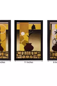 Set of 3 Floral Pot Matt Textured UV Art Painting
