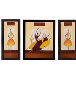 Set of 3 Abstract Dancing Girls Matt Textured UV Art Painting
