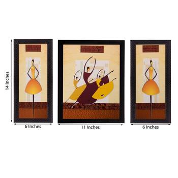 Set of 3 Abstract Dancing Girls Matt Textured UV Art Painting 3
