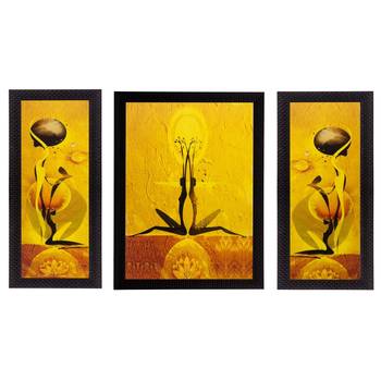 Set of 3 Abstract Dancing Girls Matt Textured UV Art Painting 1
