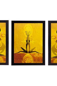 Set of 3 Abstract Dancing Girls Matt Textured UV Art Painting