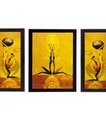 Set of 3 Abstract Dancing Girls Matt Textured UV Art Painting