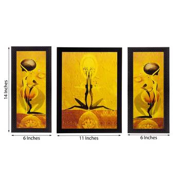 Set of 3 Abstract Dancing Girls Matt Textured UV Art Painting 3