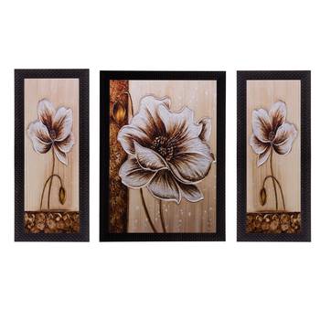 Set of 3 Floral Matt Textured UV Art Painting 1