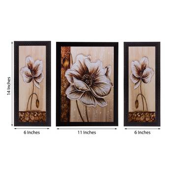 Set of 3 Floral Matt Textured UV Art Painting 3
