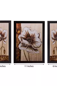 Set of 3 Floral Matt Textured UV Art Painting