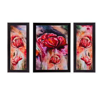 Set of 3 Floral Matt Textured UV Art Painting 1