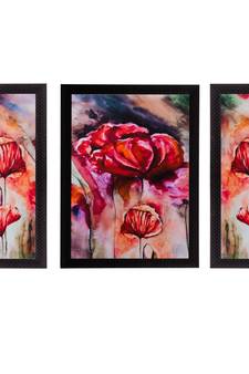 Set of 3 Floral Matt Textured UV Art Painting