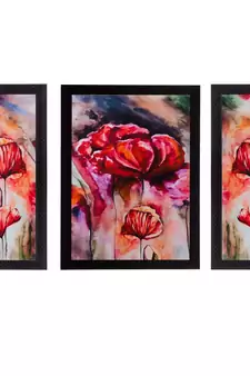 Set of 3 Floral Matt Textured UV Art Painting