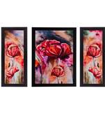 Set of 3 Floral Matt Textured UV Art Painting