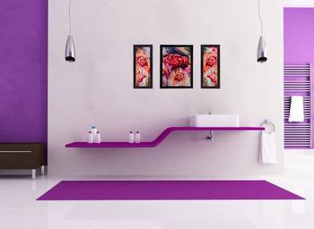 Set of 3 Floral Matt Textured UV Art Painting 2