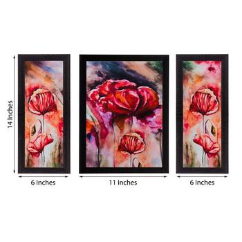 Set of 3 Floral Matt Textured UV Art Painting 3