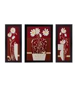 Set of 3 Floral Pot Matt Textured UV Art Painting